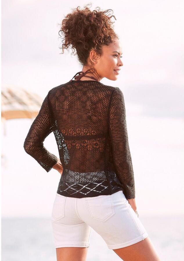 S.Oliver RED LABEL Beachwear Vest in luchtige haak-look zomerse cardigan losse pasvorm - Foto 5