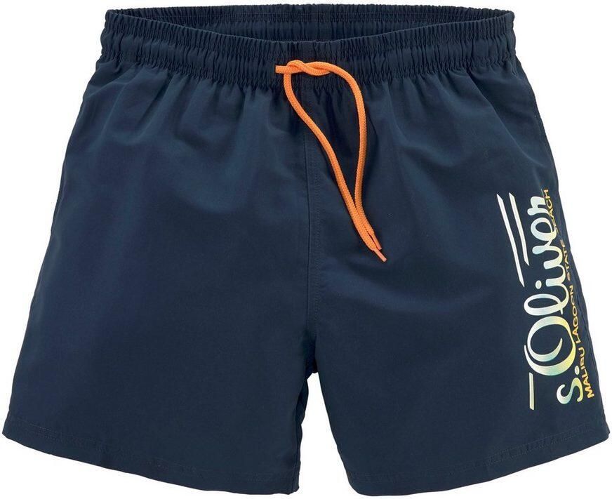 S.Oliver RED LABEL Beachwear Zwemshort met logoprint en contrastkleurige details