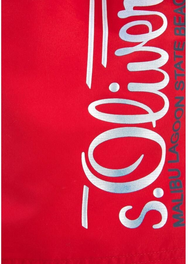 S.Oliver RED LABEL Beachwear Zwemshort met logoprint en contrastkleurige details