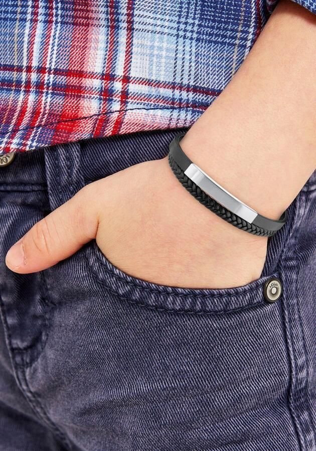 S.Oliver RED LABEL Junior Leren armband 2036870 uit roestvrij staal + leer