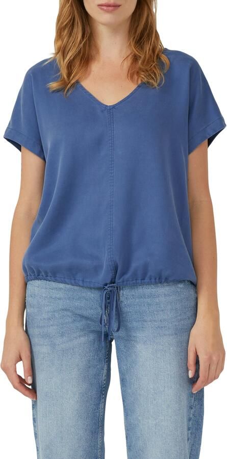 S.Oliver Blouse met korte mouwen met een rijgkoord bij de zoom - Foto 4