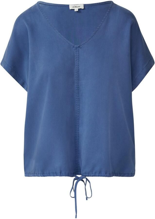 S.Oliver Blouse met korte mouwen met een rijgkoord bij de zoom