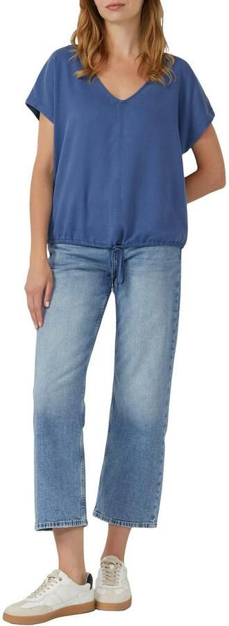 S.Oliver Blouse met korte mouwen met een rijgkoord bij de zoom - Foto 3