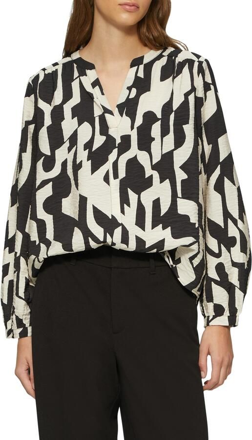 S.Oliver RED LABEL Relaxed fit blouse met lange mouwen in viscosemix met een tuniekhals - Foto 6