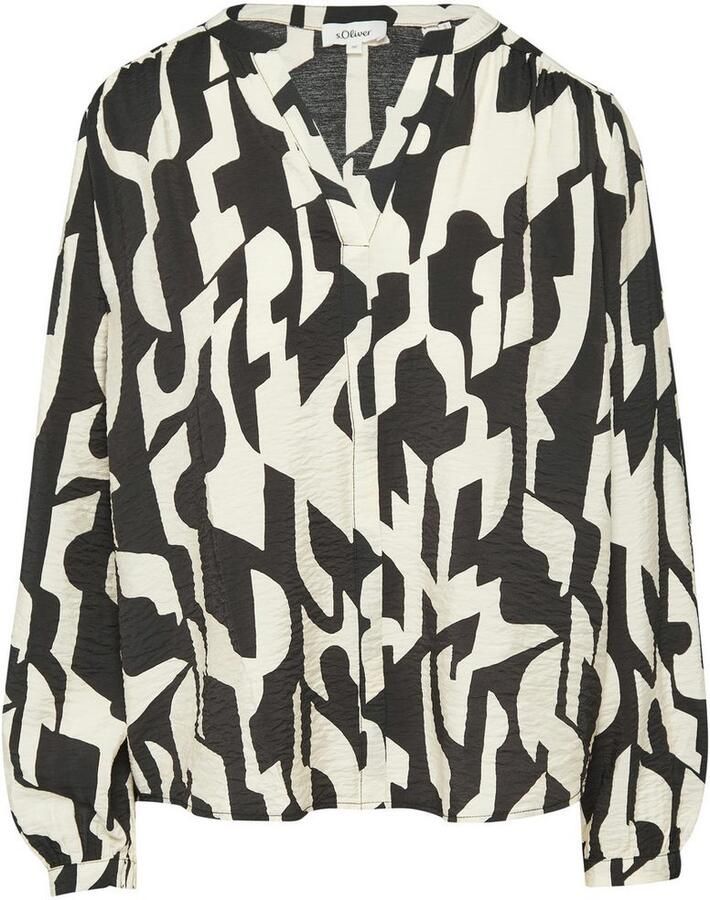 S.Oliver RED LABEL Relaxed fit blouse met lange mouwen in viscosemix met een tuniekhals - Foto 2