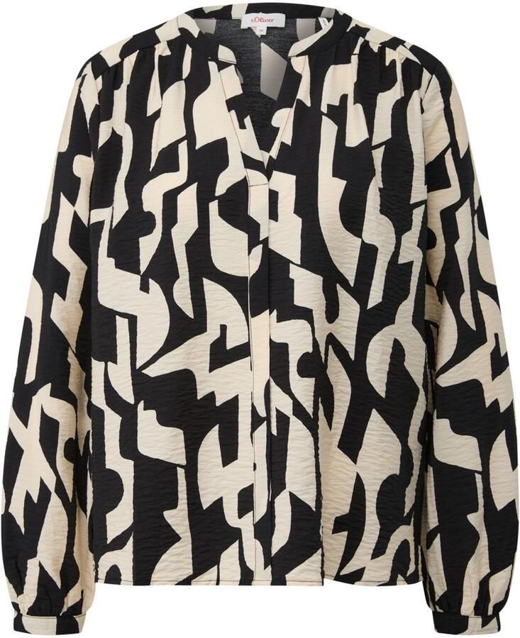 S.Oliver RED LABEL Relaxed fit blouse met lange mouwen in viscosemix met een tuniekhals