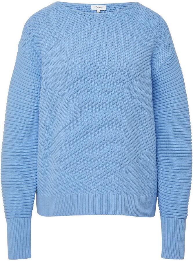 S.Oliver Gebreide trui met breiselpatroon en ronde hals