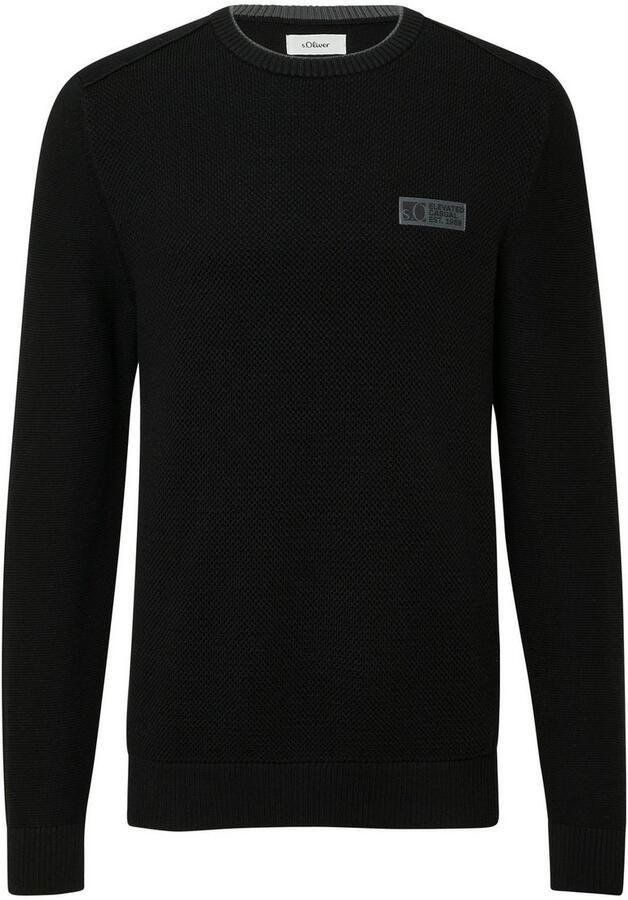 S.Oliver Gebreide trui van gestructureerde kwaliteit met logo-badge regular fit