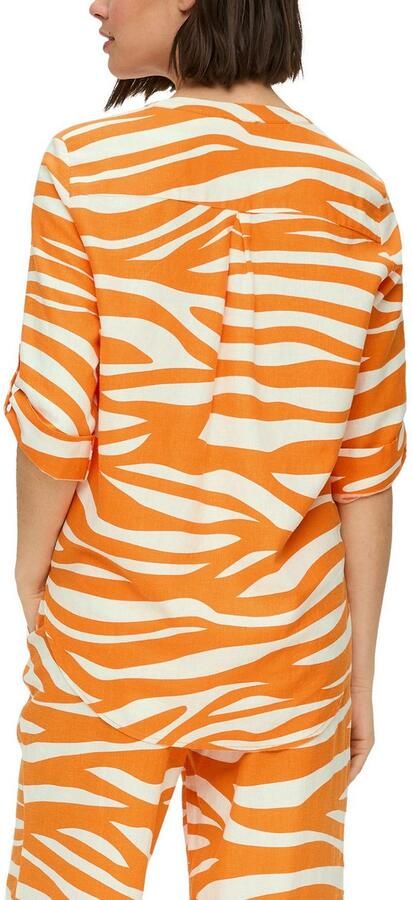 S.Oliver Gedessineerde blouse van linnen en met 3 4 mouw - Foto 2