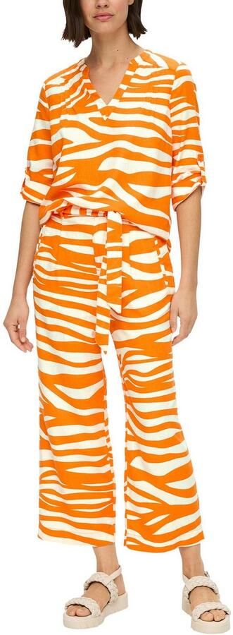 S.Oliver Gedessineerde blouse van linnen en met 3 4 mouw - Foto 3