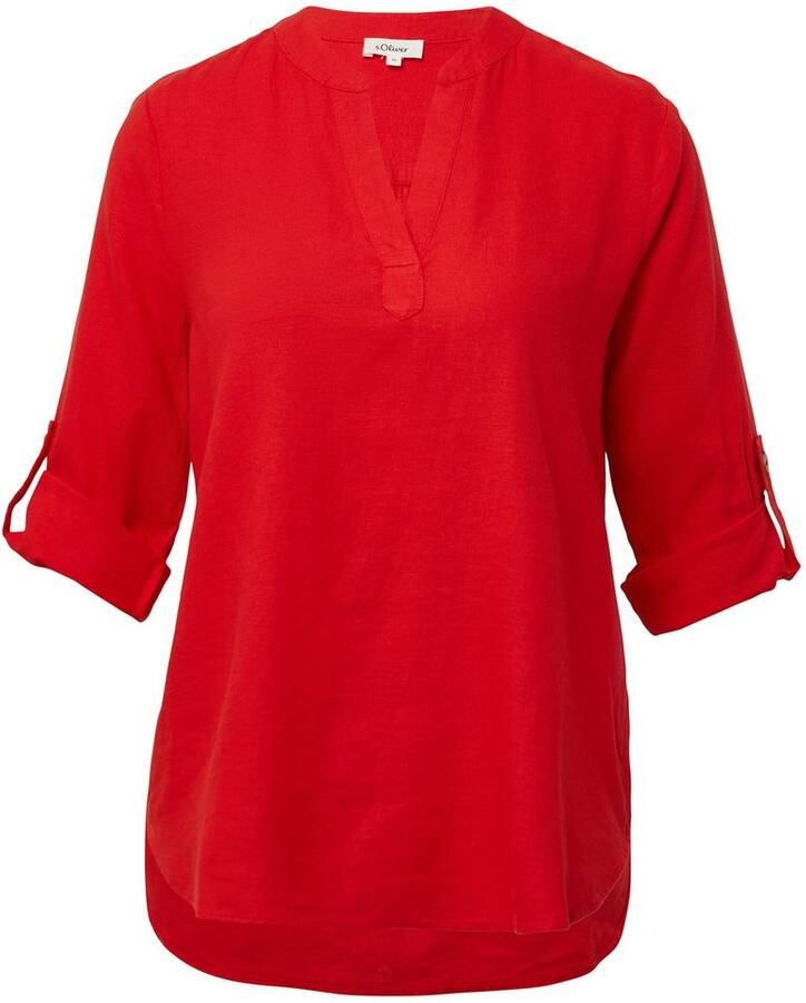 S.Oliver RED LABEL Regular fit blousetop van mix van linnen en viscose - Foto 2