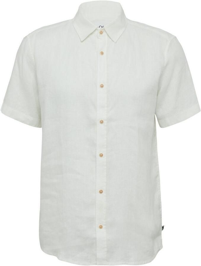 S.Oliver Linnen overhemd met korte mouwen en een knoopsluiting
