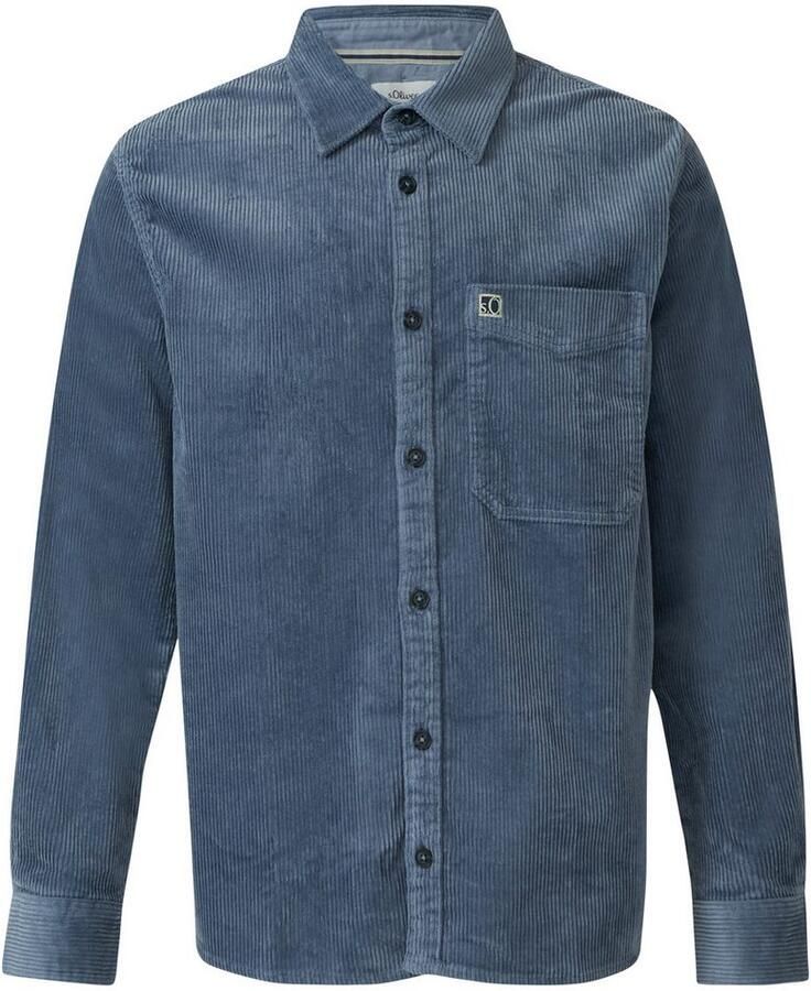 S.Oliver Overhemd met lange mouwen Cord met borstzak