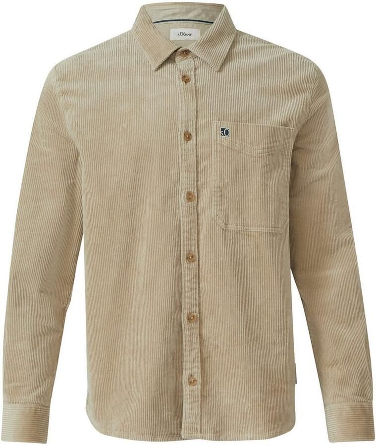S.Oliver Overhemd met lange mouwen Cord met borstzak