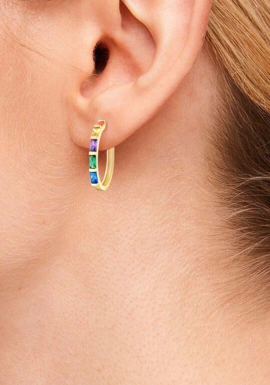 S.Oliver Paar creolen Regenbogen 2035503 met zirkoon (synthetisch) - Foto 2