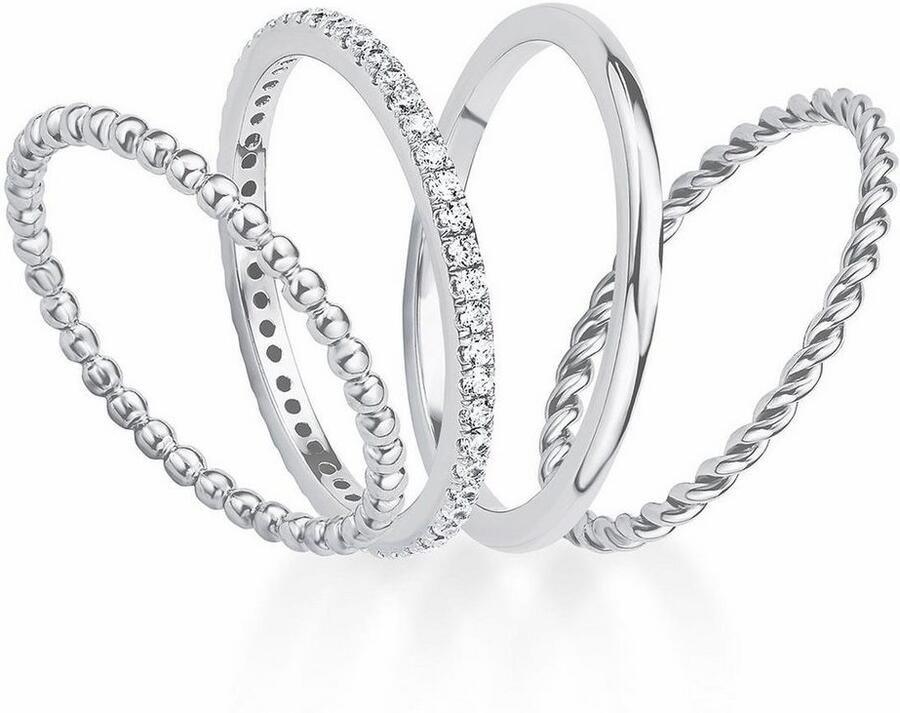 S.Oliver Ringenset 2015038 met zirkoon (synthetisch) (set 4-delig)