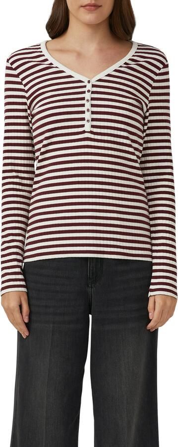 S.Oliver Shirt met lange mouwen met korte knoopsluiting in riblook - Foto 4