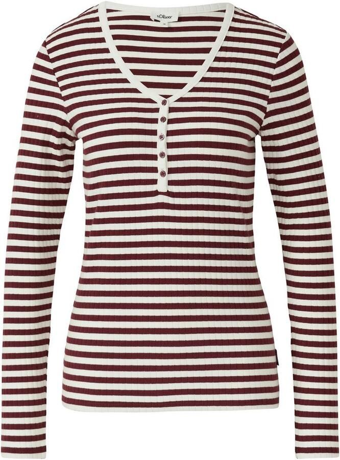 S.Oliver Shirt met lange mouwen met korte knoopsluiting in riblook