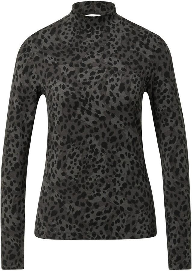 S.Oliver Shirt met lange mouwen met opstaande kraag en van viscose-stretch