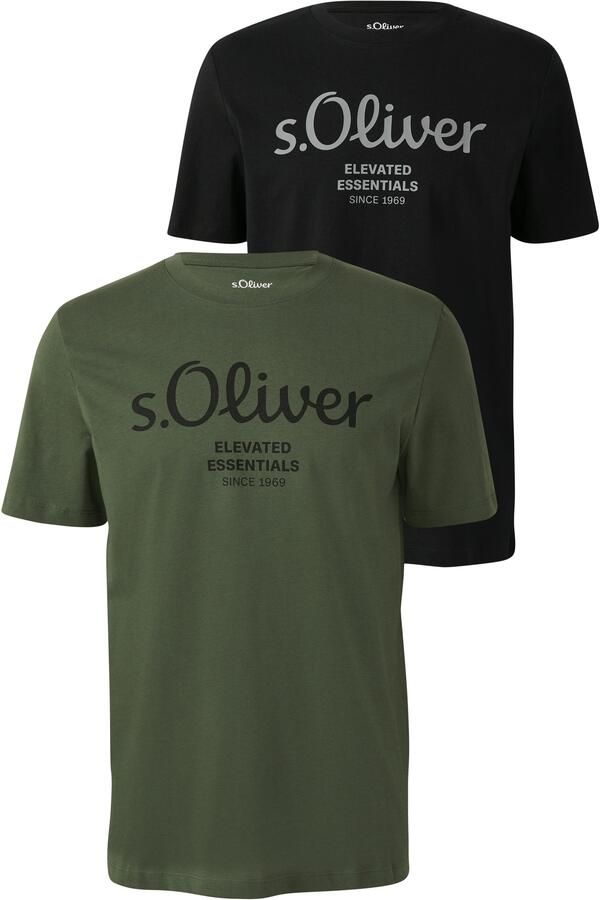 S.Oliver T-shirt met grote logoprint in 2-pack (2-delig) - Foto 5