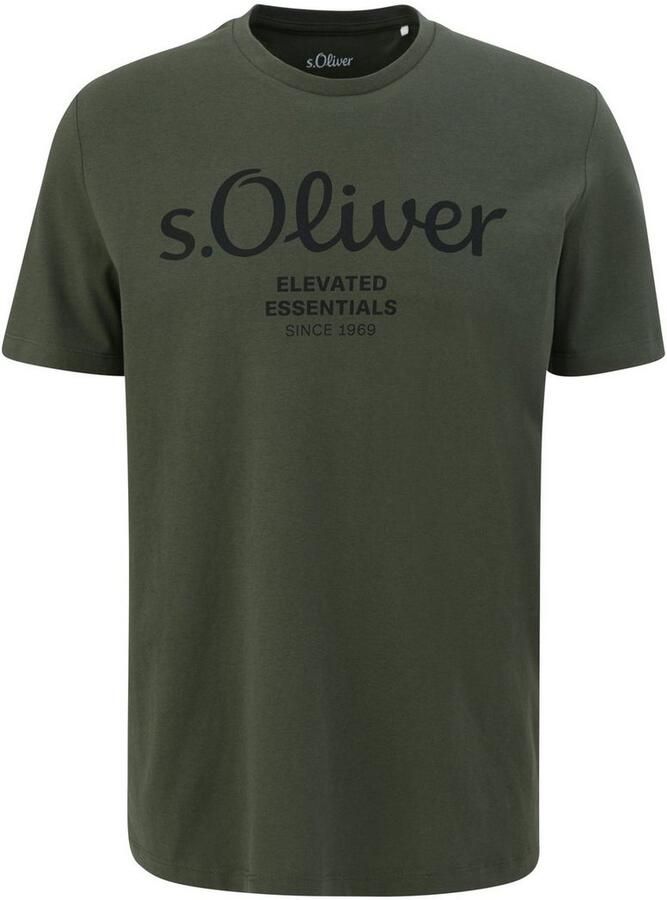 S.Oliver regular fit T-shirt met printopdruk donkergroen