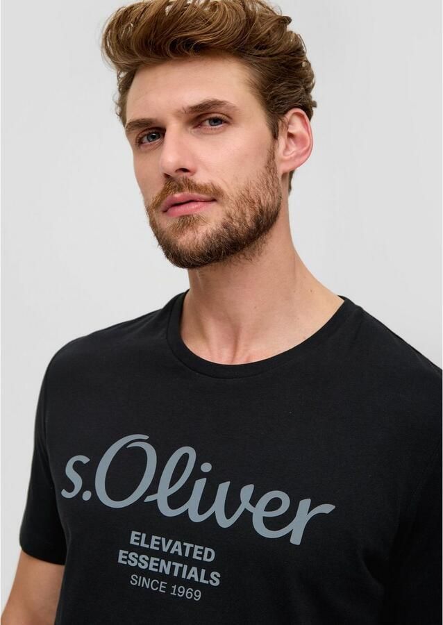 S.Oliver regular fit T-shirt met printopdruk zwart - Foto 2