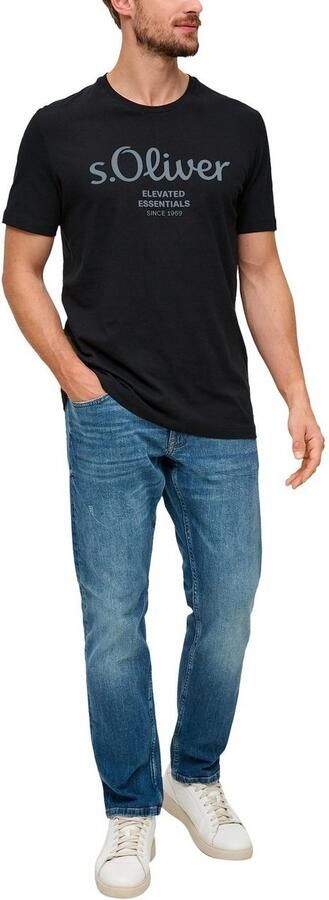 S.Oliver regular fit T-shirt met printopdruk zwart - Foto 4