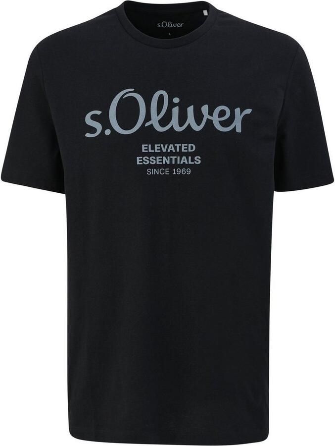 S.Oliver regular fit T-shirt met printopdruk zwart