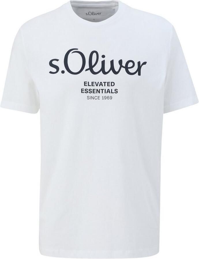 S.Oliver regular fit T-shirt met printopdruk wit