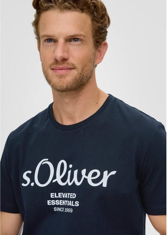 S.Oliver regular fit T-shirt met printopdruk blauw zwart - Foto 4