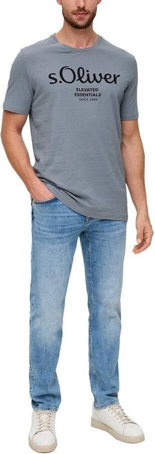 S.Oliver regular fit T-shirt met printopdruk lichtgrijs - Foto 4