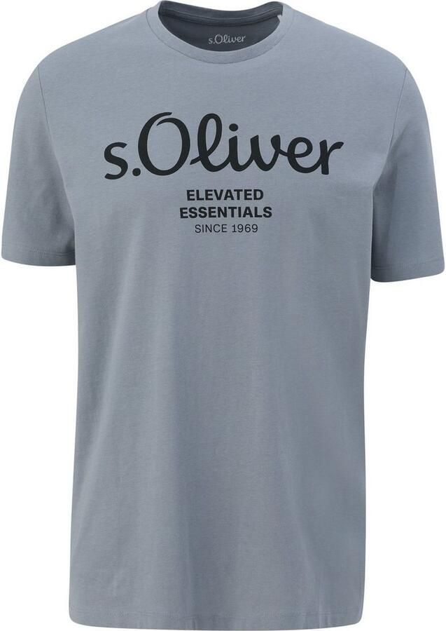 S.Oliver regular fit T-shirt met printopdruk lichtgrijs - Foto 2