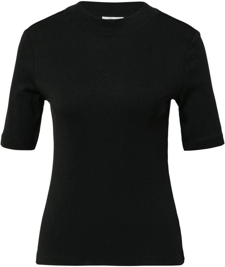 S.Oliver T-shirt Zomershirt met opstaande kraag en in rib-optiek