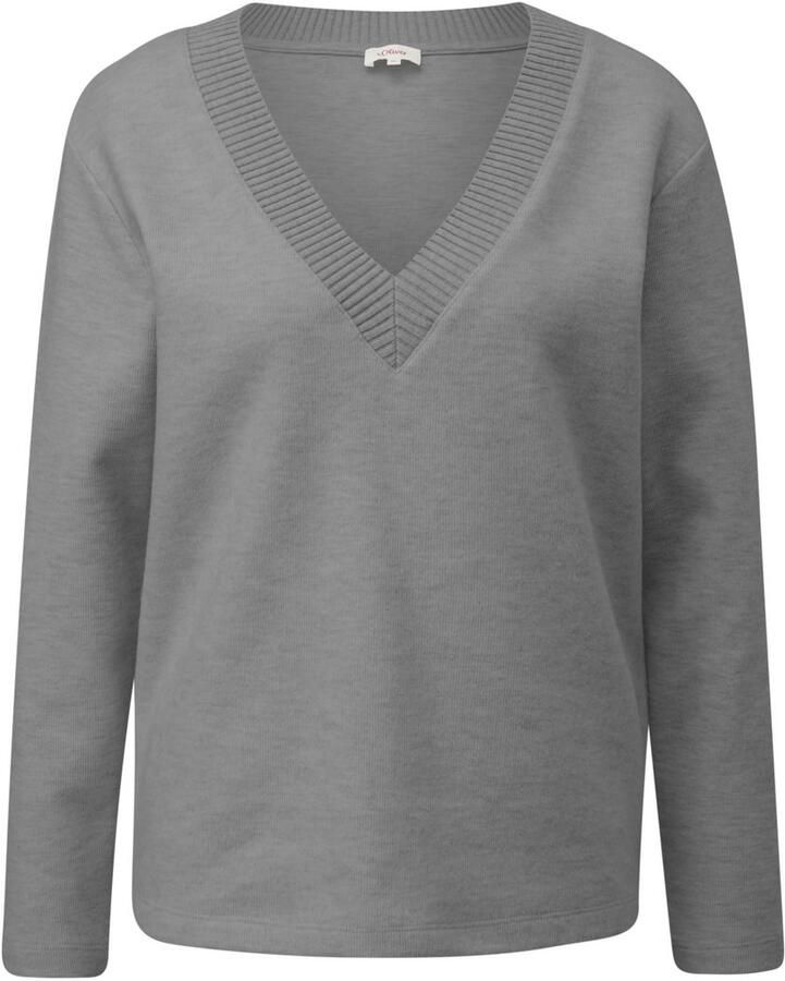 S.Oliver Trui met V-hals in gemêleerde look