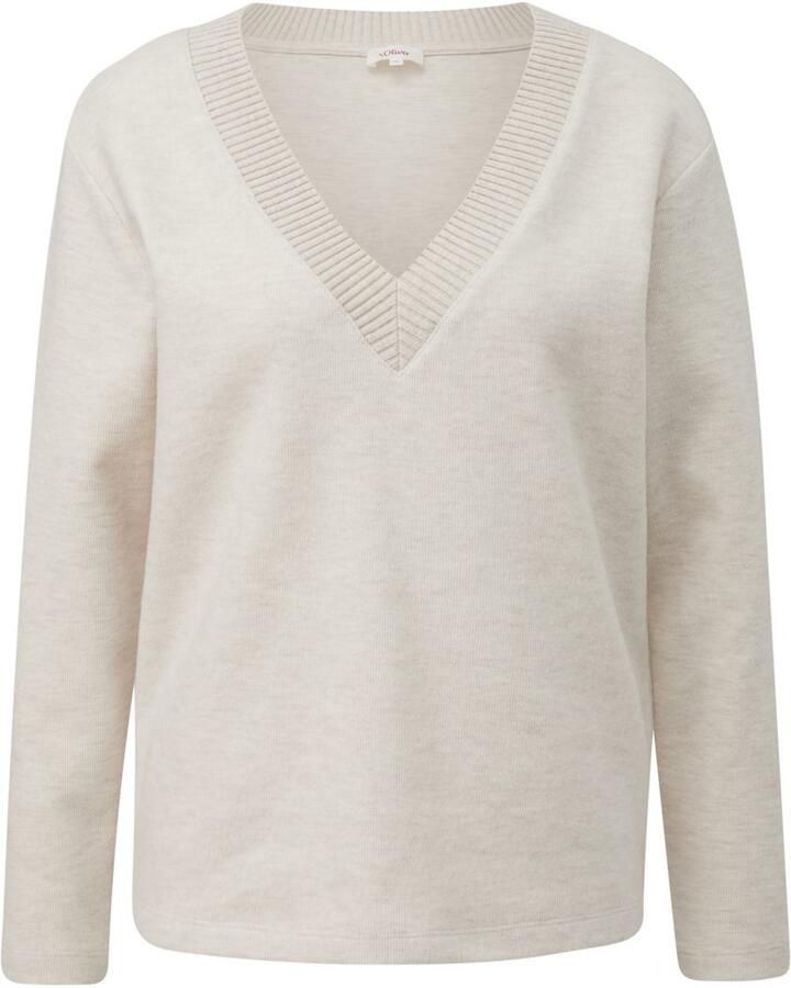 S.Oliver Trui met V-hals in gemêleerde look - Foto 2