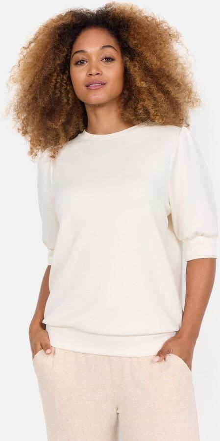 Soyaconcept Comfortabele Crème Sweater met Korte Mouwen Beige Dames - Foto 7