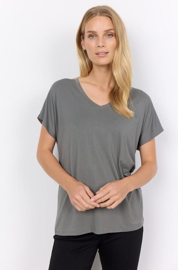 Soyaconcept T-shirt met geribde V-hals model 'Marica' - Foto 4