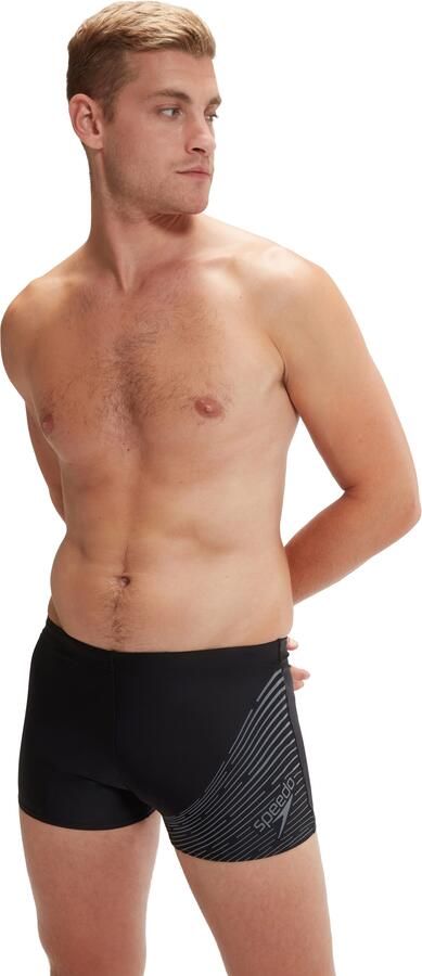 Speedo EnduraFlex zwemboxer Medley Logo zwart donkergrijs