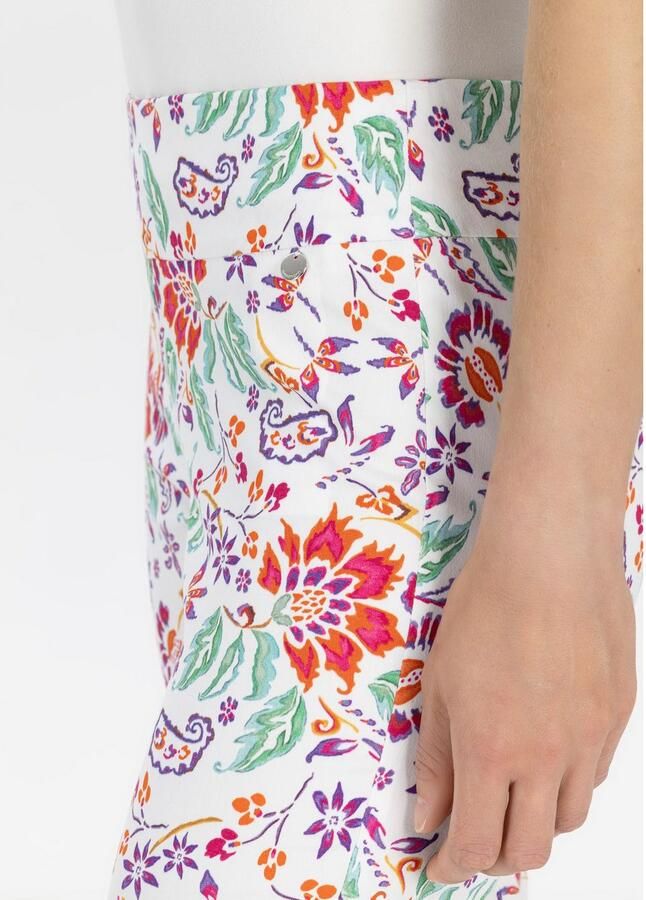 Stehmann Stoffen broek Zomerbroek met bloemenpatroon 7 8-lengte met elastische tailleband