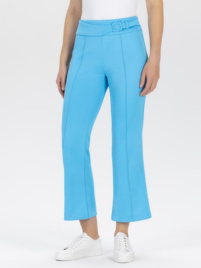 STEHMANN Flared cut broek in verkorte pasvorm met riem model 'Ina' - Foto 5