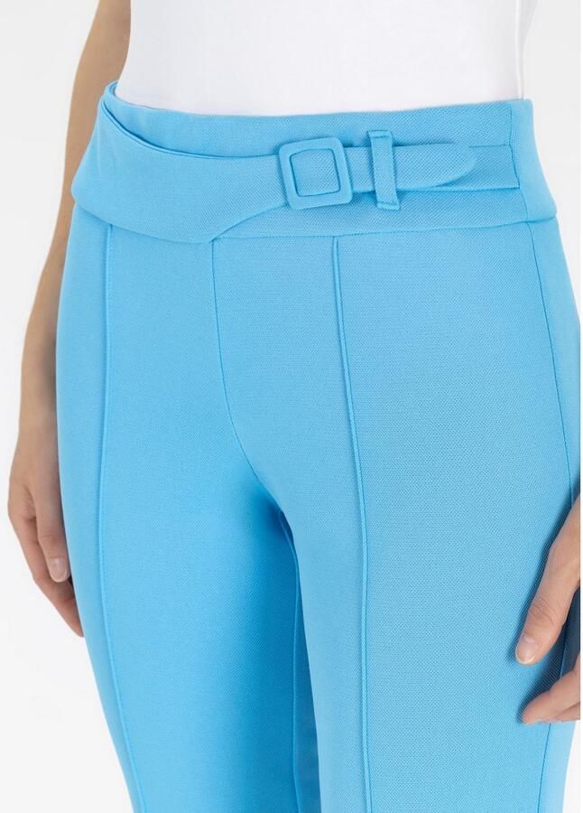 STEHMANN Flared cut broek in verkorte pasvorm met riem model 'Ina'