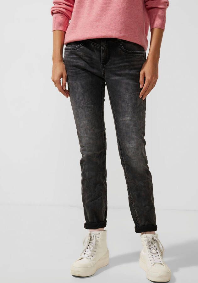 STREET ONE High-waist jeans met vormgevende details aan de achter- en voorkant