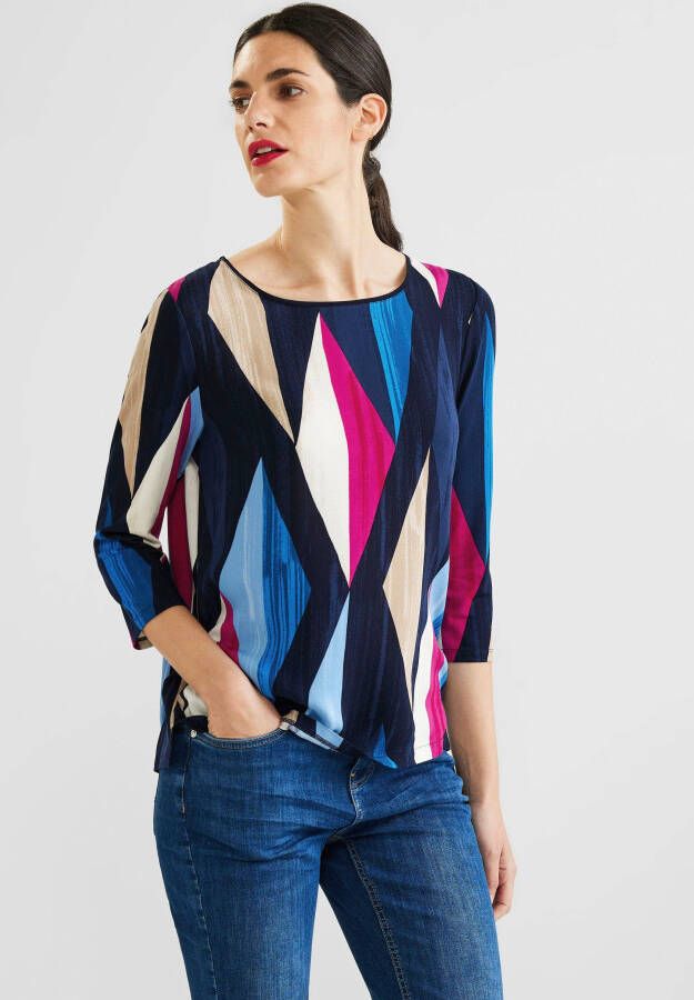 Street One top met grafische print blauw roze beige