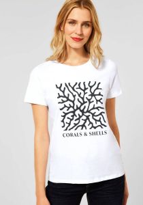 STREET ONE Shirt met ronde hals met trendy koraalprint