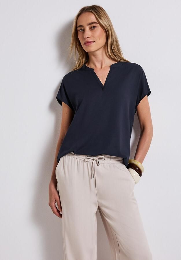 STREET ONE Blouse met korte mouwen Hals met split