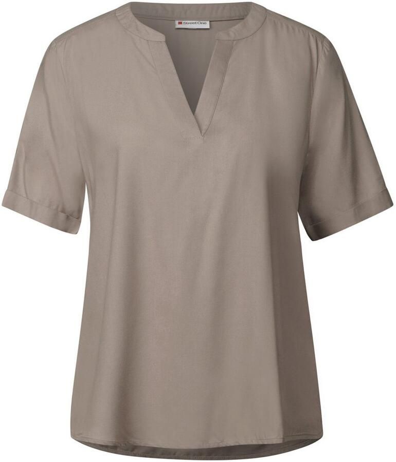 STREET ONE Blouse met korte mouwen met ingesneden ronde hals