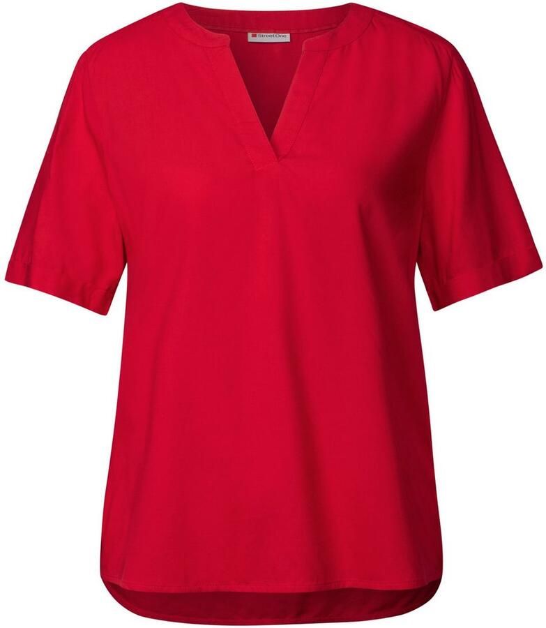 STREET ONE Blouse met korte mouwen met ingesneden ronde hals