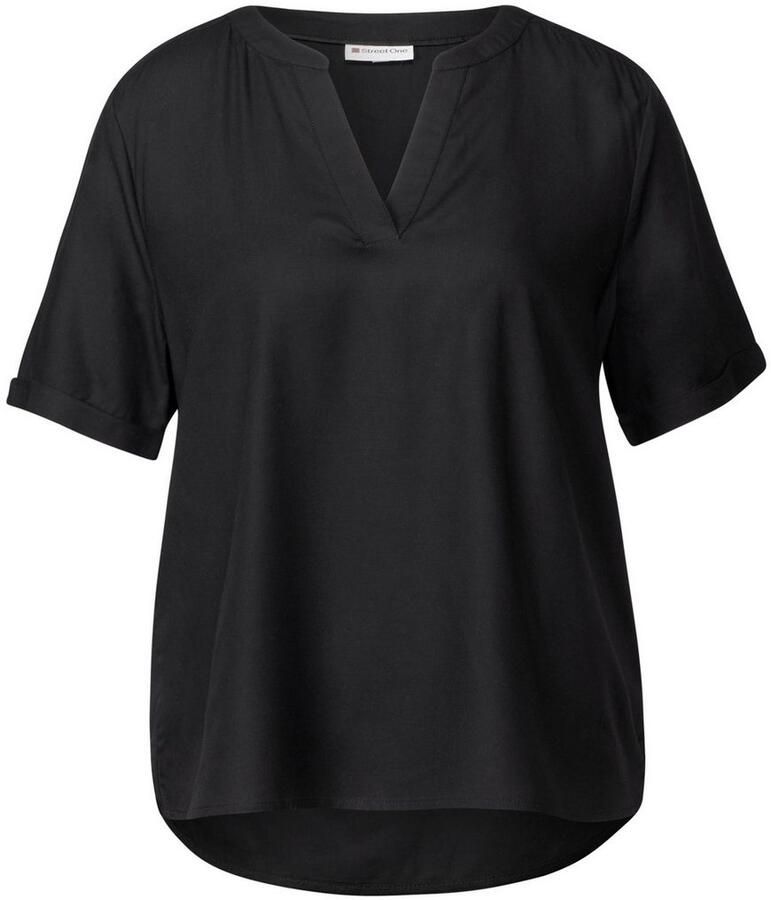STREET ONE Blouse met korte mouwen met ingesneden ronde hals