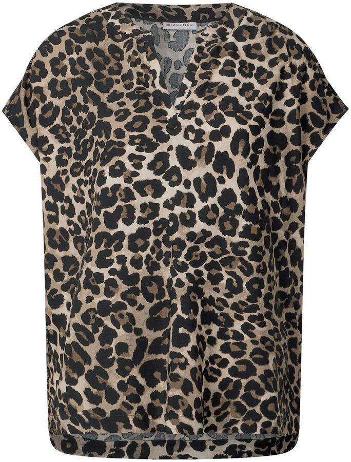 STREET ONE Blouse met korte mouwen met luipaardprint