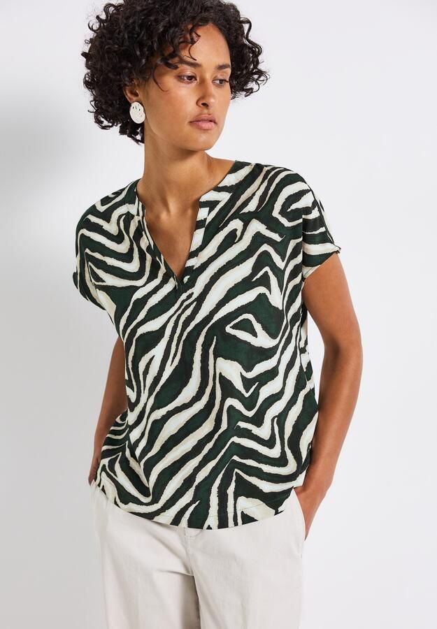 STREET ONE Blouse met korte mouwen met zebramotief - Foto 4
